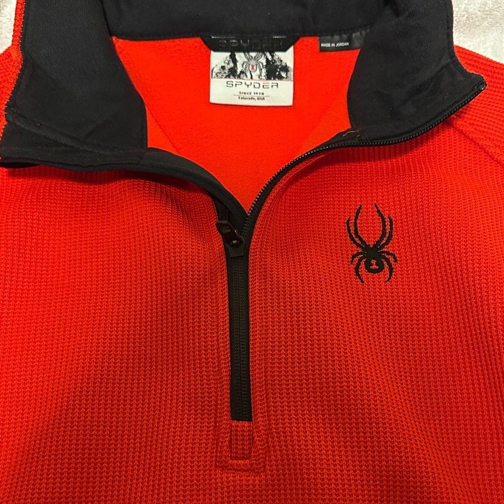 Spyder Men's Vibrant Red and Black Zip-Up Sweater